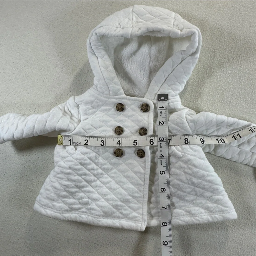 Carter's White Quilted Newborn Hooded Jacket/Hoodie with Buttons